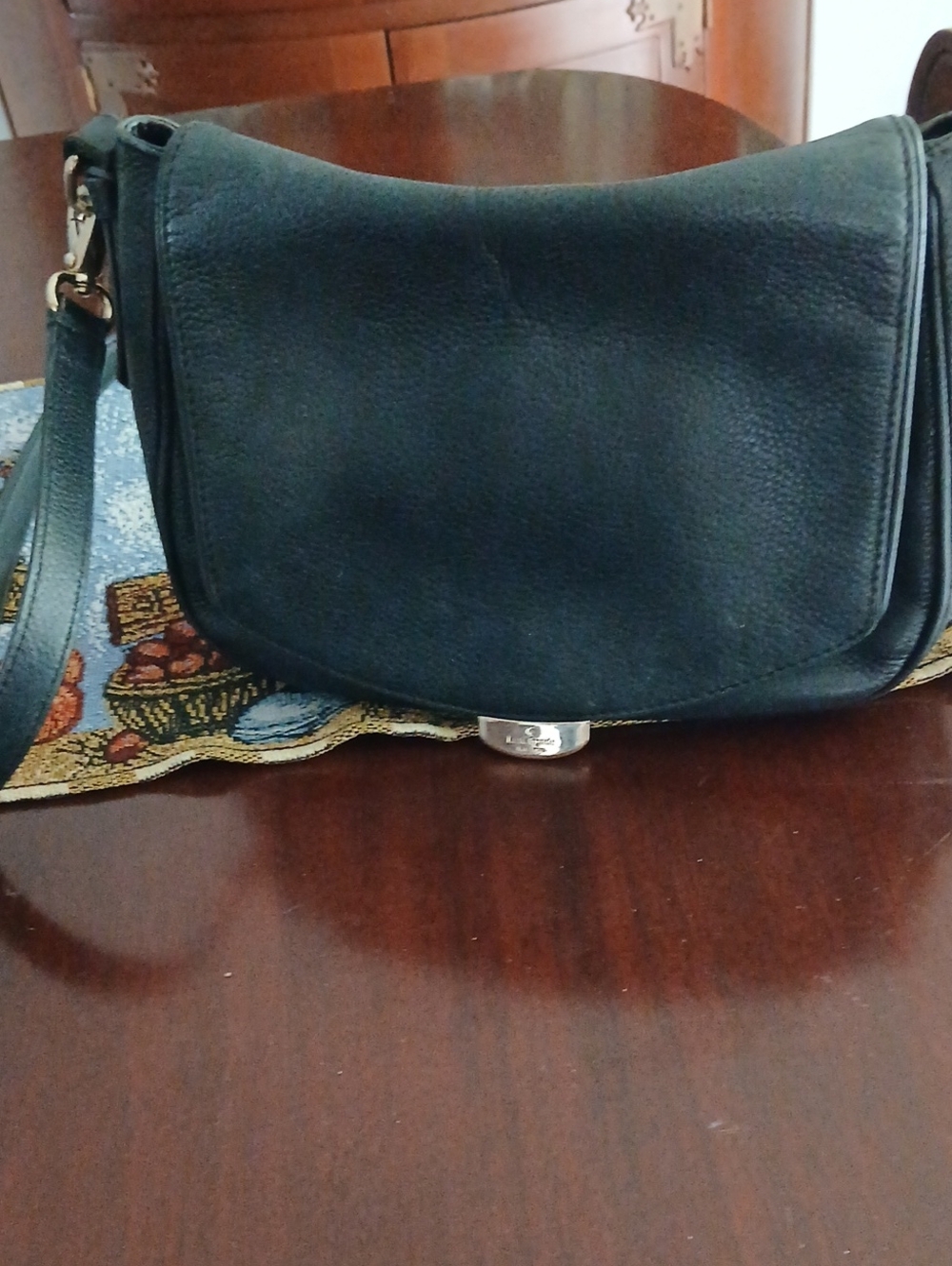 kate spade Black Leather Shoulder Bag with Gold Tone Hardware